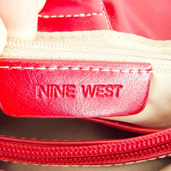 Nine West Red Vegan Leather Purse with Contrasting Cream at Handles - Picture 9 of 12